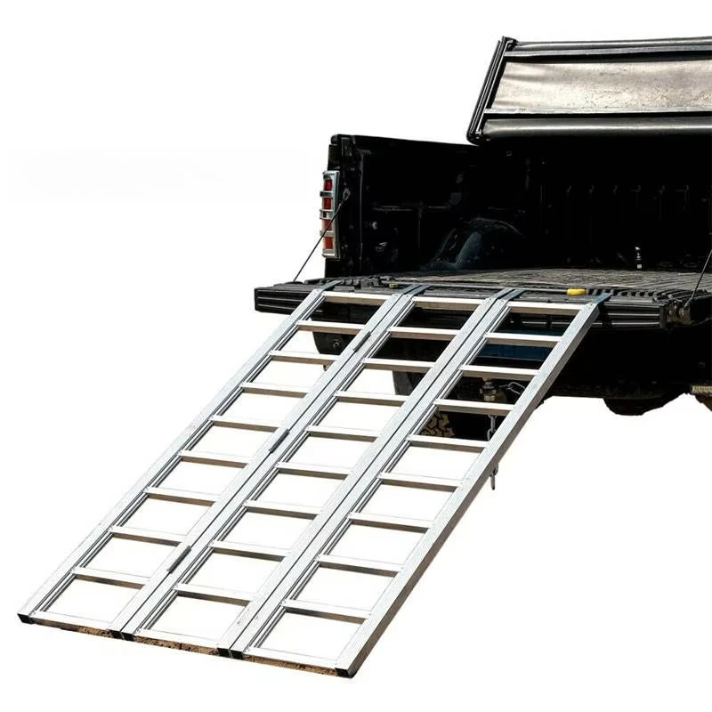 1500 lbs ultra-wide three-fold aluminum loading ramp snow lawn trailer non-slip foldable durable