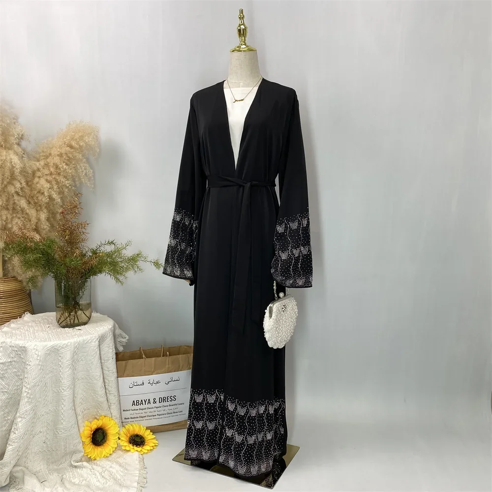 Luxe dubaï Abaya diamants femmes musulmanes Kimono Cardigan Robe arabe Robe de soirée Eid Maroc Caftan Kebaya Ramadan Abayas Jalabiya