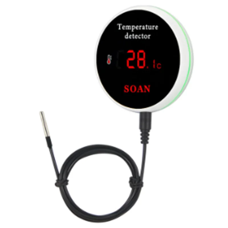 Tuya Smart Home Wifi Temperature Sensor Wire Digital Smartlife Thermometer Room Water Pool Thermostat Alarm EU Plug