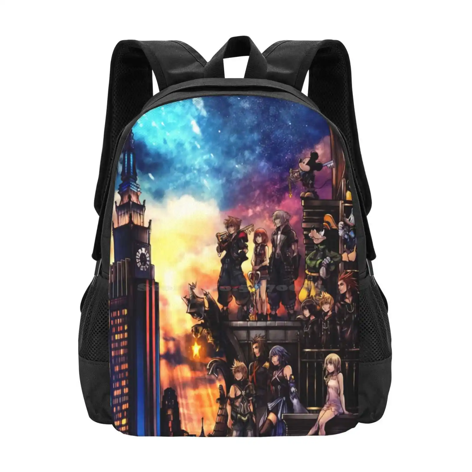 

Kingdom Hearts 3 - Box Art Fashion Pattern Design Travel Laptop School Backpack Bag Box Kingdom Hearts 3 Sora Kh3 Riku Kairi