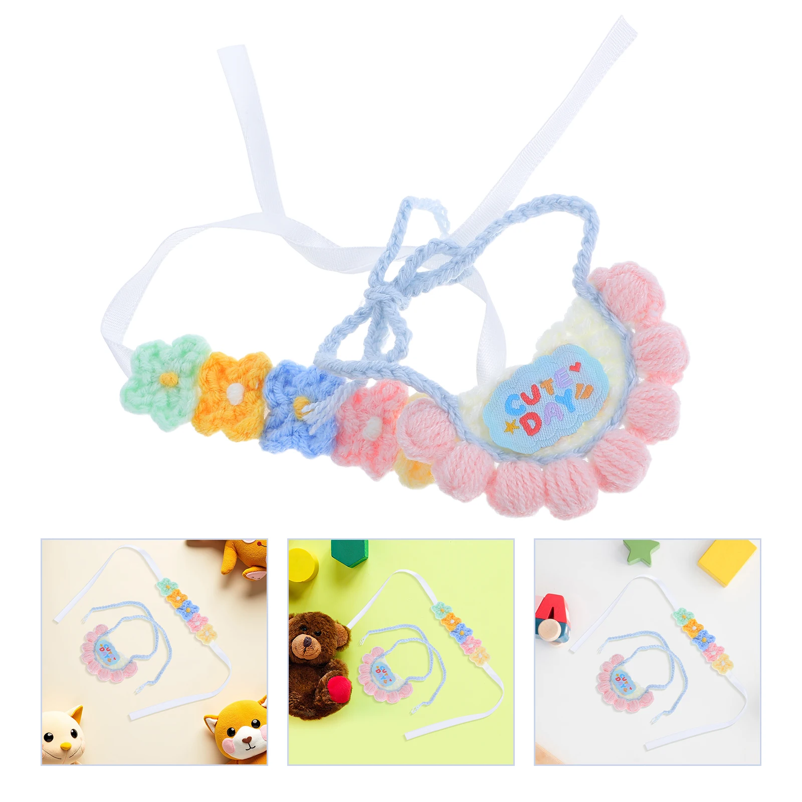 

1 set 1 Set Knitted Bib Flower Headband Soft Outfit Accessories Decorative Figures Clothing Set For Baby Girls