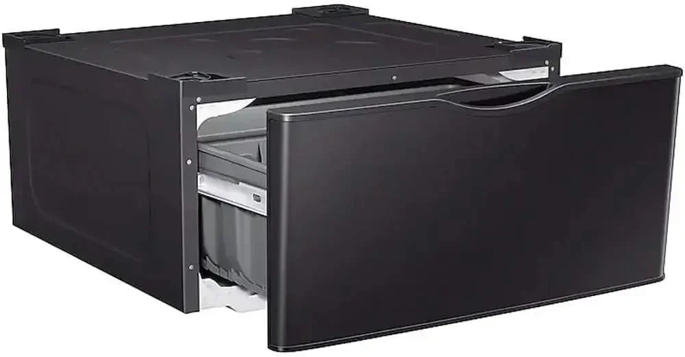 27-Inch Washer Dryer Pedestal Stand w/ Pull Out Laundry Storage Drawer, Stainless Steel, WE402NV/A3, Brushed Black