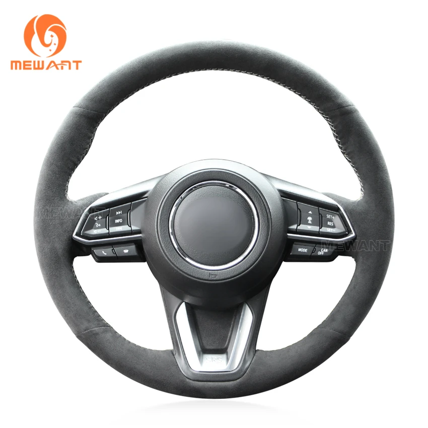 

MEWANT Dark Grey Alcantara Steering Wheel Cover for Mazda 3 Axela Mazda 6 Atenza CX-3 CX-5 CX-9 Toyota Yaris 2017 2018-2019