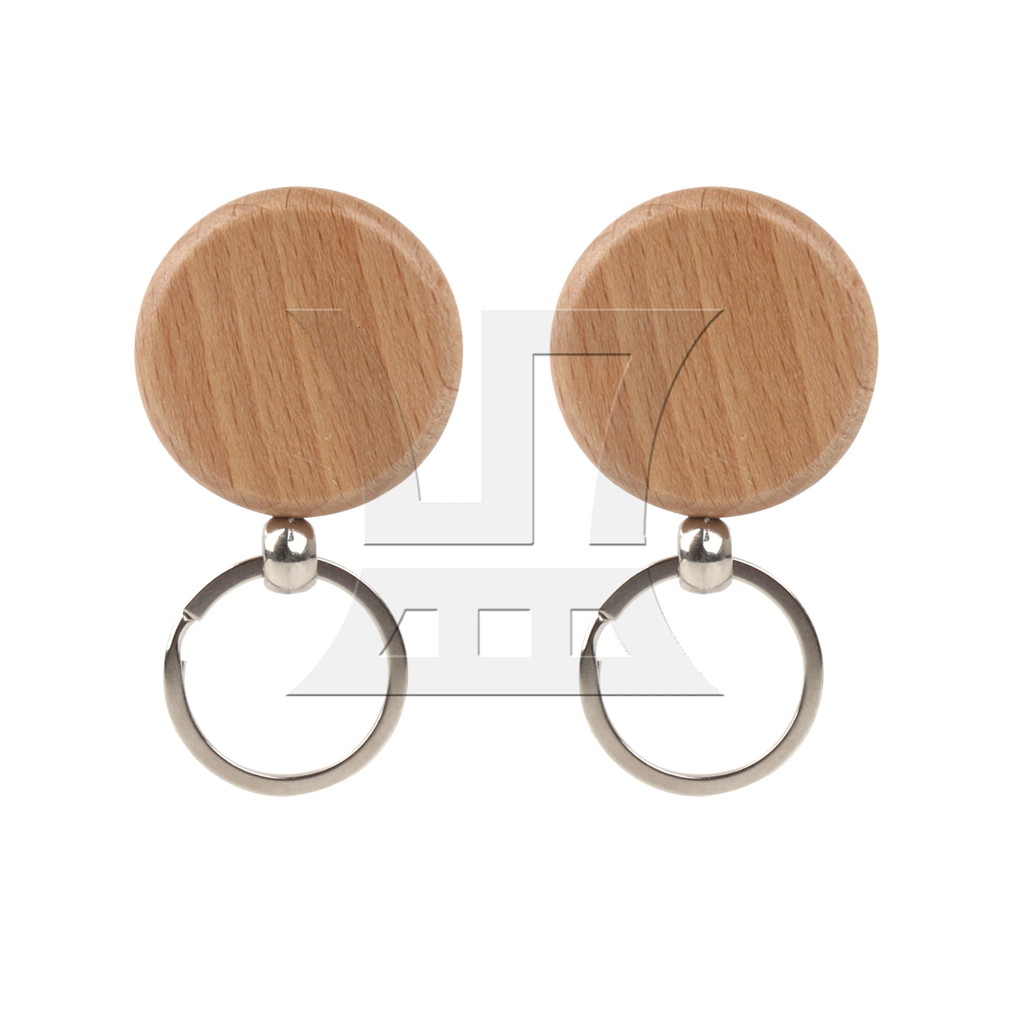 BQLZR 25pcs Wood Keychain Circular No.2 Natural Materials Unique Texture
