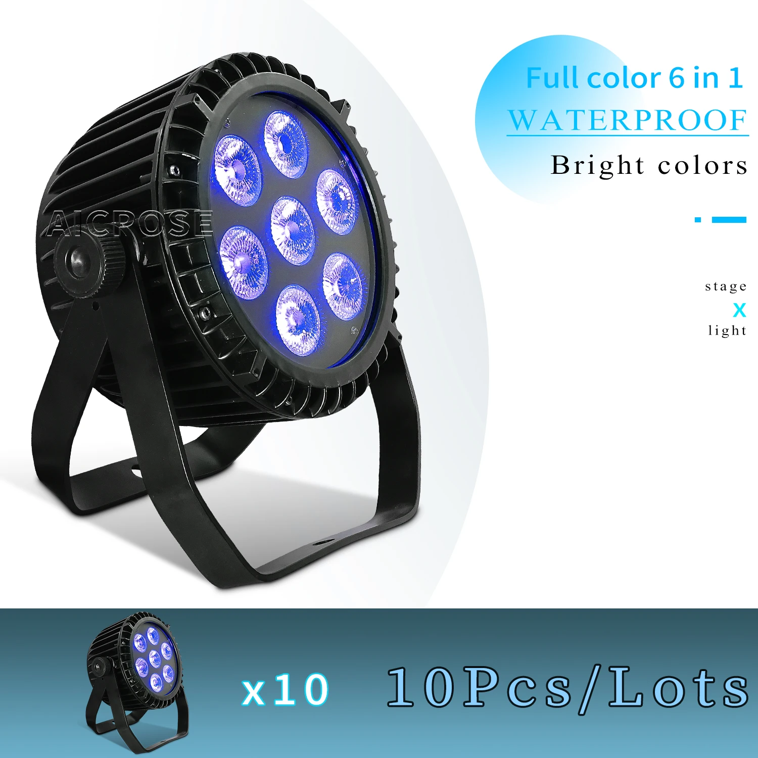 10Pcs/Lots 7x12W RGBW/7x18W Outdoor Waterproof Stage Light RGBWA+UV 6 in 1 LED Par Light DMX Control DJ Disco Stage Lighting