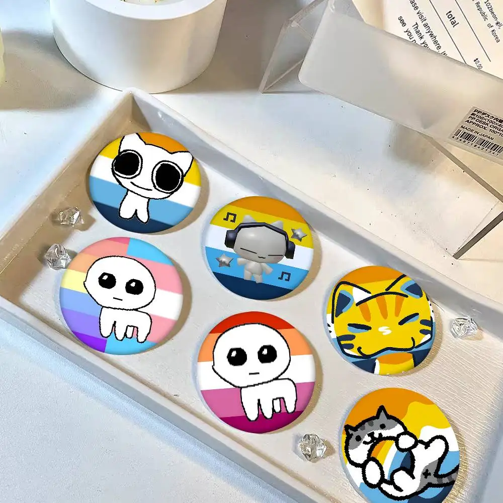 1pc Aroace Pride Anime Cartoon Style Badge Brooches On Backpack Decoration Round Enamel Pins For Accessorys