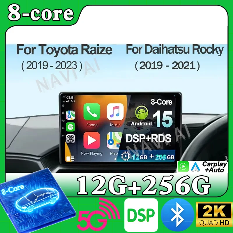 For Toyota Raize 1 2019 - 2023 For Daihatsu Rocky 2019 - 2021 RHD Stereo Android 15 Carplay Auto Car Radio GPS Player Video BT