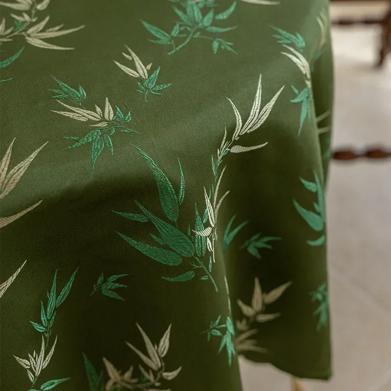 Bamboo Pattern Classical Vintage Tablecloth Chinese Style Literary Tablecloth Light Luxury Round Table Coffee Table Cover Cloth