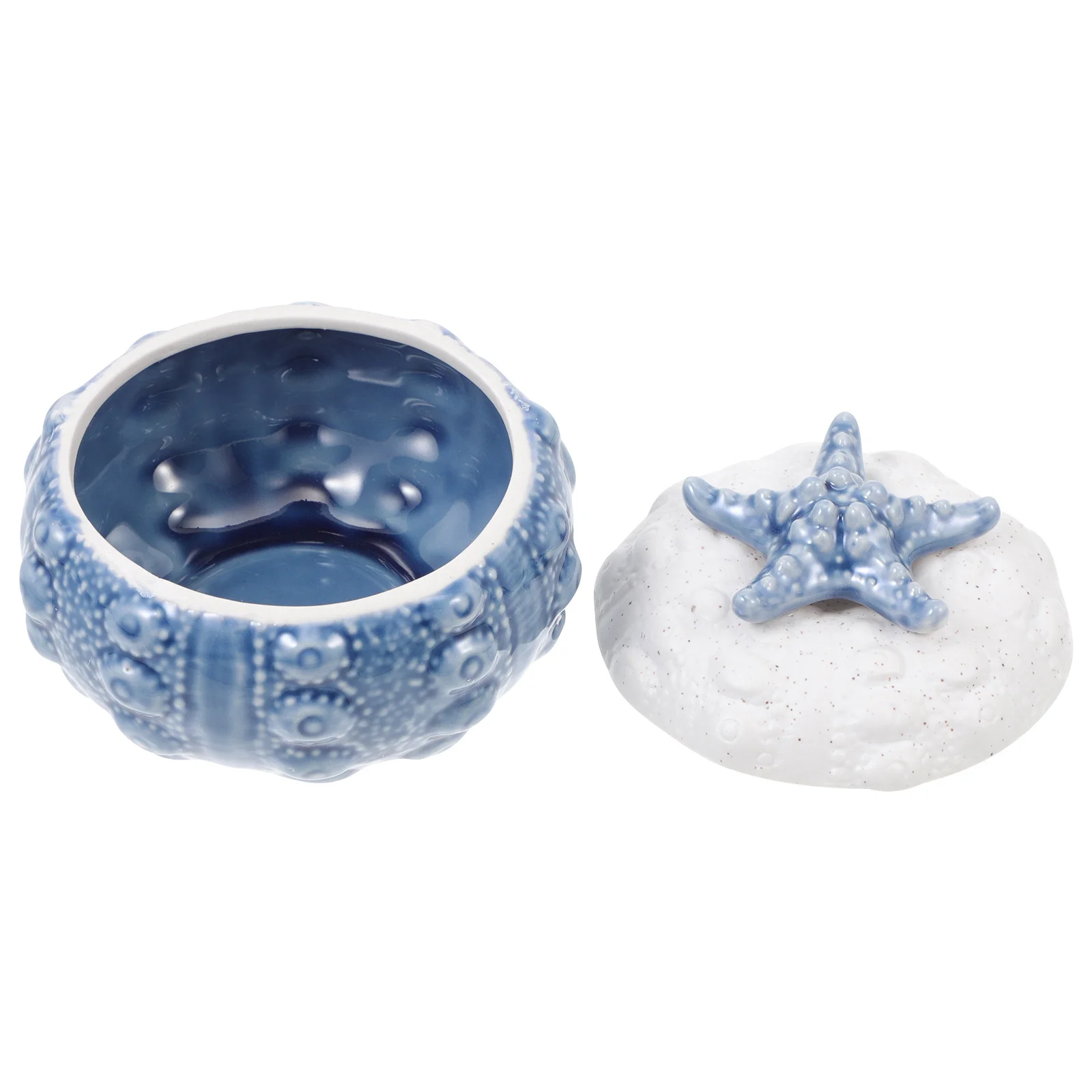 1Pcs Ceramic Storage Jar Blue Ocean Style Steaming Bowl Durable Multi-Function Container for Kitchen Camping Ceramic Stew Pot