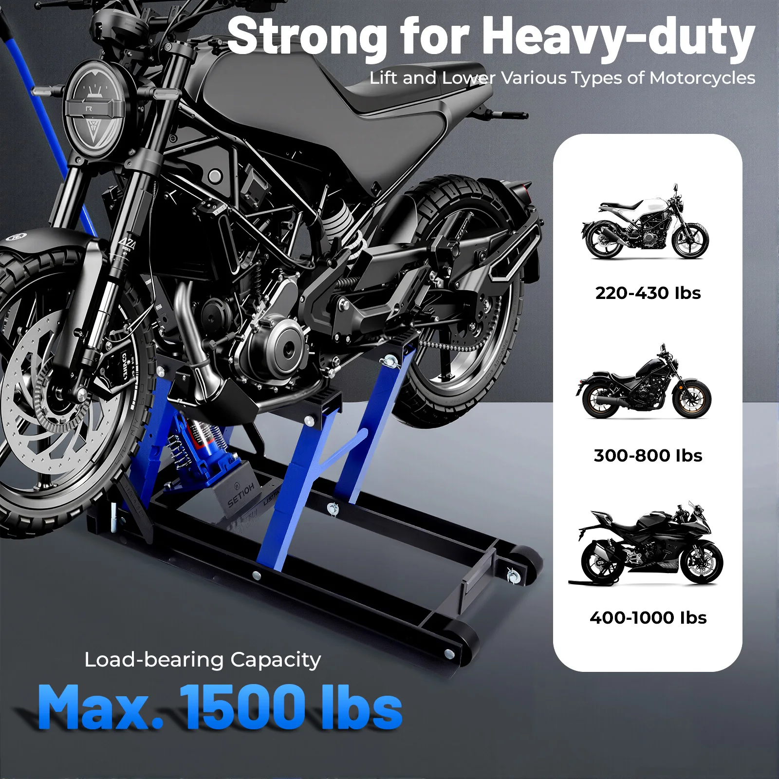 حامل إصلاح هيدروليكي للدراجات النارية 1500 رطل أداة مقص الرفع لورشة مرآب صيانة الدراجة
