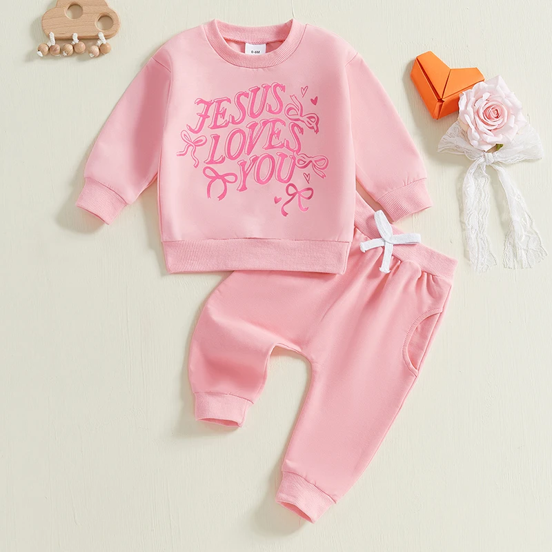 Sweat-shirt à Manches sulfet Pantalon artificiel astique pour Bébé Fille, Tenues d'Automne avec Lettres Imprimées et Nministériels d, Vêtements Mignons 2 Pièces