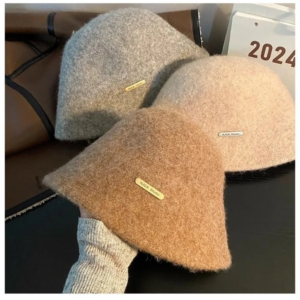 الشتاء الدافئة الصوف مزيج صياد قبعة سميكة يندبروف قبعة دلو قبعات حوض بلون قابلة للطي