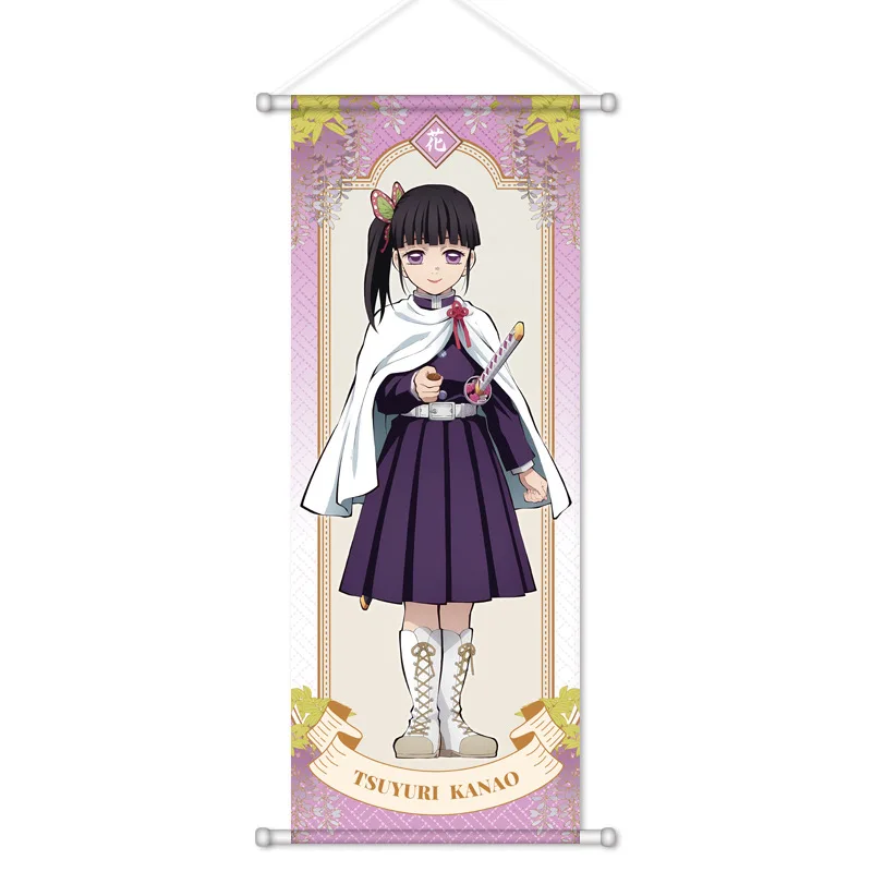 Dämonentöter Anime periphere hängende Malerei Seidenposter Tanjiro Nezuko Giyuu Mitsuri Love Scroll 2D Dekoration 72x28cm – Detail 6