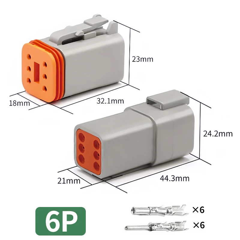 DT06-6S & DT04-6P 6-Pin Deutsch Type DT Series Waterproof Connector - Heavy Duty Automotive Plug for Truck Wire Harness T&I Online Store