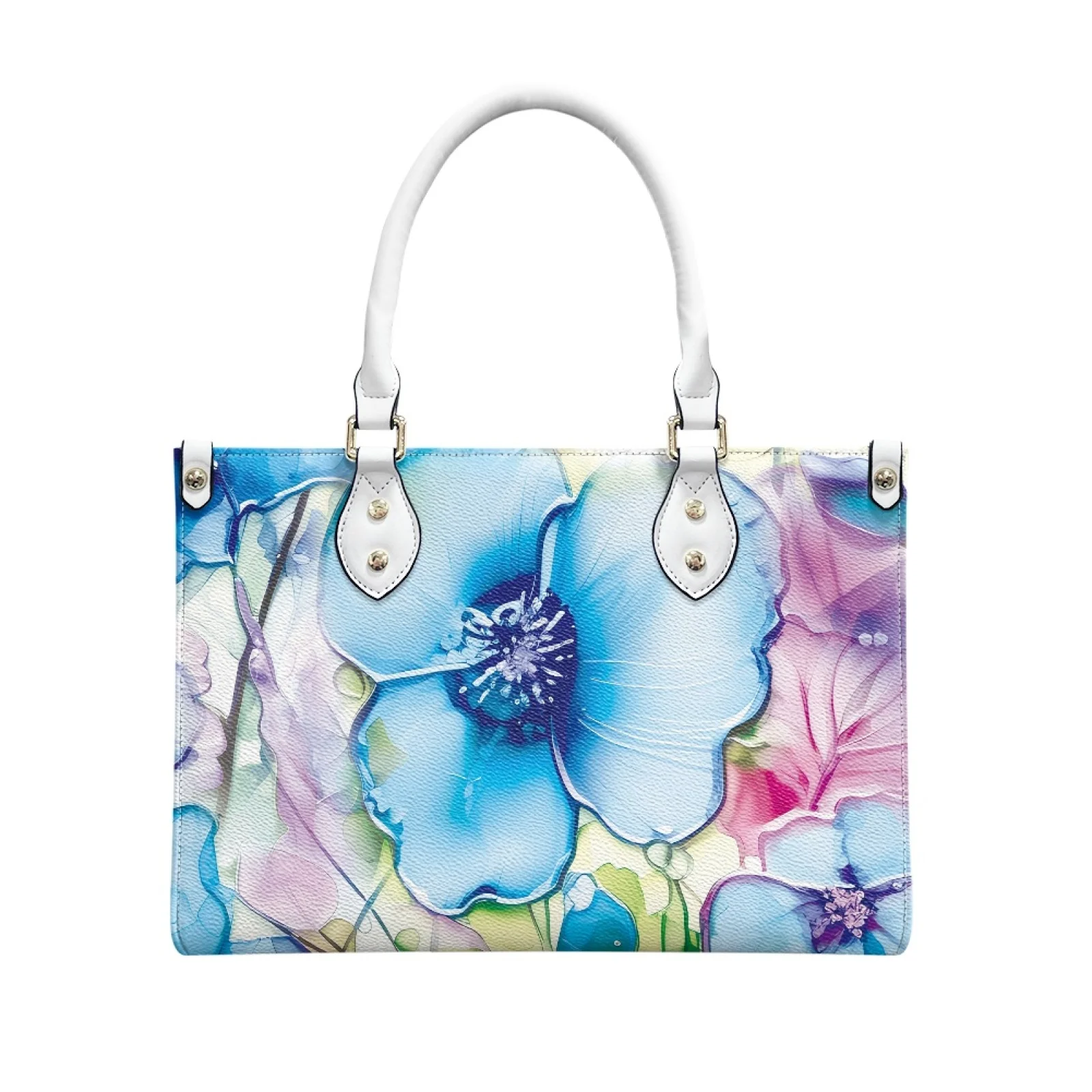 

Woman's PU Leather Tote Handbag ,Can Be Crossbody Handbag ,Plant Flower Printing,Multi Size,Large Capacity, Customizable Styles