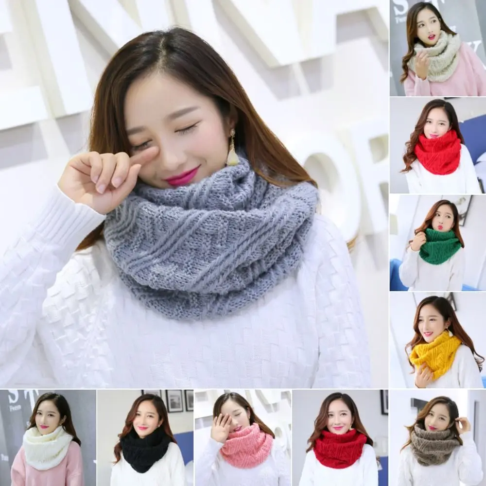 ผ้าพันคอแคชเมียร์นุ่มสำหรับฤดูหนาวผ้าพันคอถักแบบหนาสีพื้นอบอุ่นแบบเกาหลีสำหรับเด็กผู้หญิง