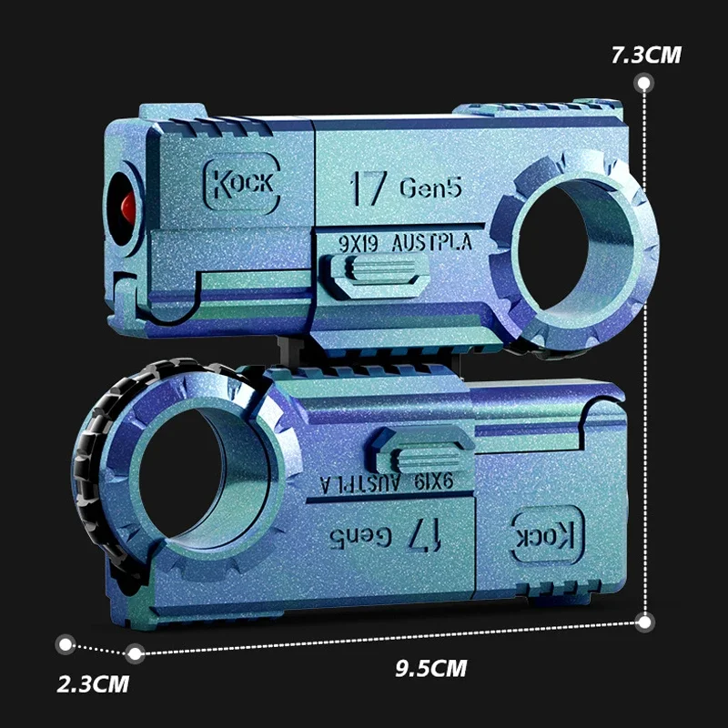 Imagem -05 - Mini Edc Dupla Cabeça Arma Jogando Shell Glock Pistola de Liga Bala Macia Dedo Giroscópio Brinquedo Criativo 1pc