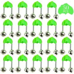 10/50pcs Fishing Alarm Bells, Clip Bite Alert Fishing Rod Bell Plastic Fishing Rod Clips With Dual Alert Bells Fishing Tackle