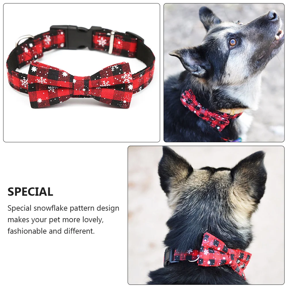 

2Pcs Pet Collar Set Xmas Christmas Pattern Adjustable Bow Tie Collar Neck Chain for Dog Cat Outdoor Indoor Pet Neck Chain