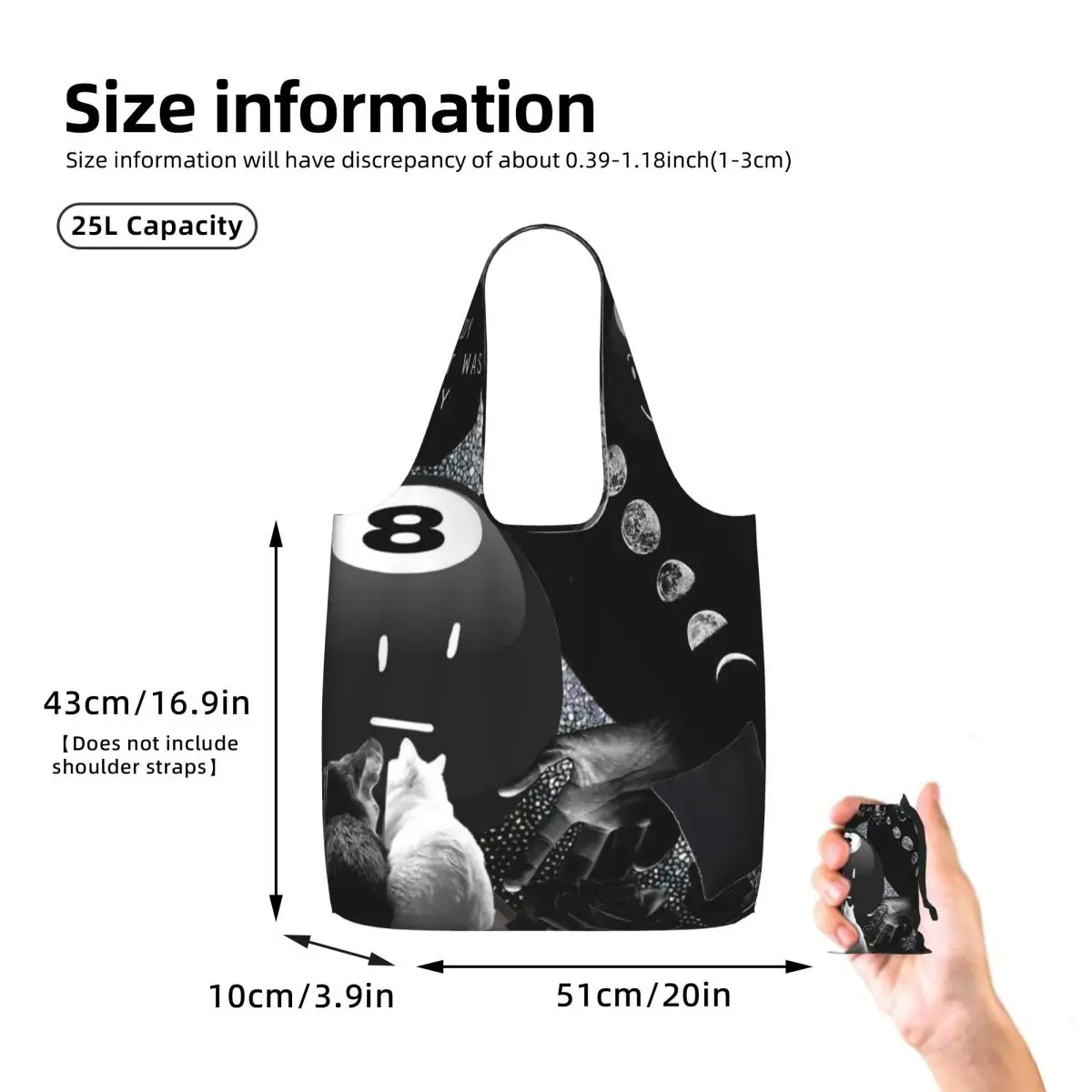 Battle For Dream Island BFDI 8-Ball Shopping Tote Bag Canvas Large Capacity Shoulder Bags Shopper Grocery Handbag for Women