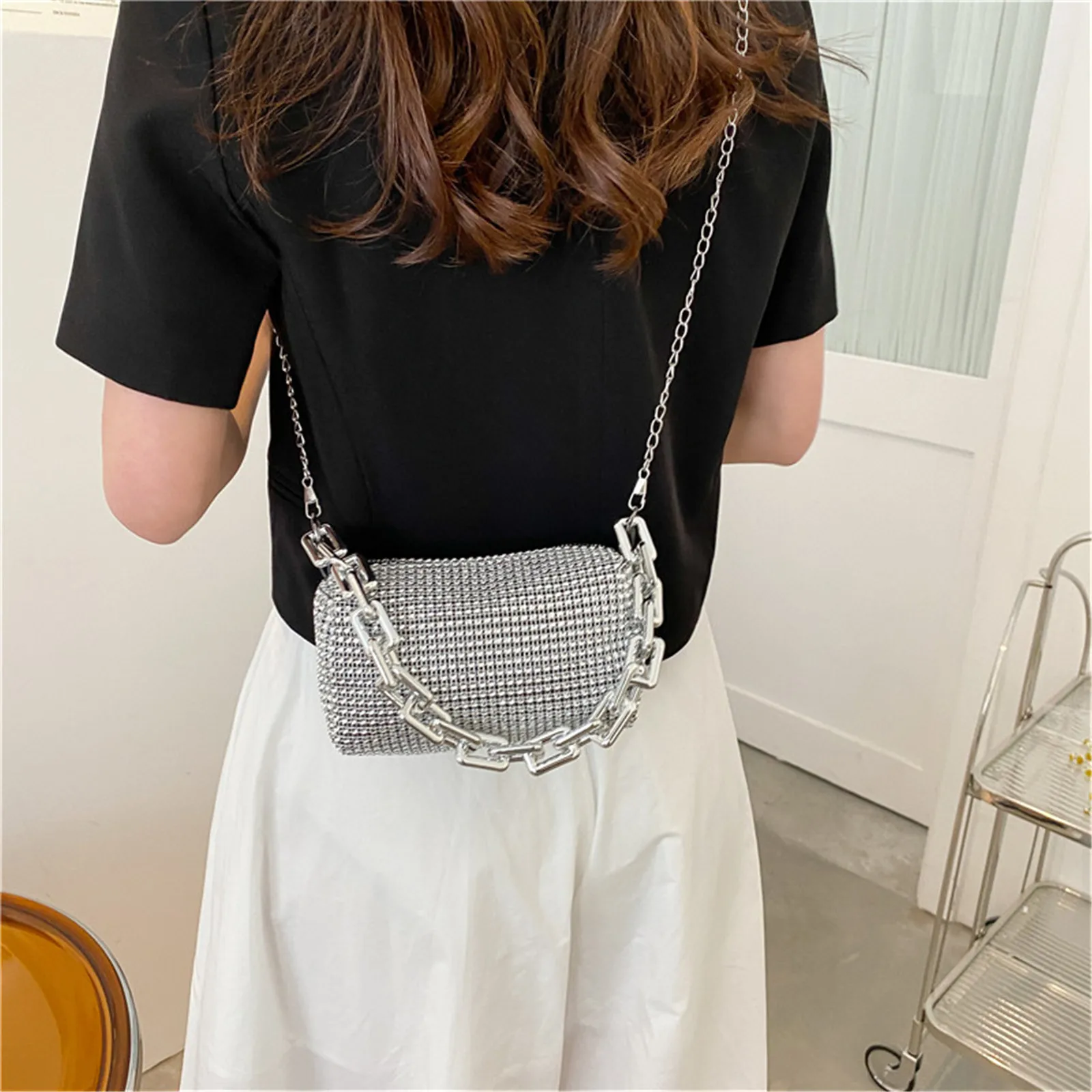 Rhinestones Shoulder Bag Diamond Underarm Bags Shiny Diamond Elegant Women Messenger Handbag Luxury Designer Bag Crossbody Bag