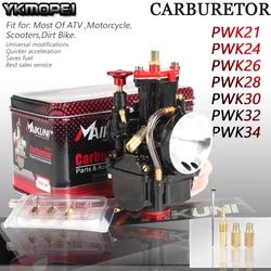 Universal Mikuni Maikuni PWK Carburetor 21 24 26 28 30 32 34mm 4T 50cc to 250cc With Power Jet for Motorcycle Scooters ATV