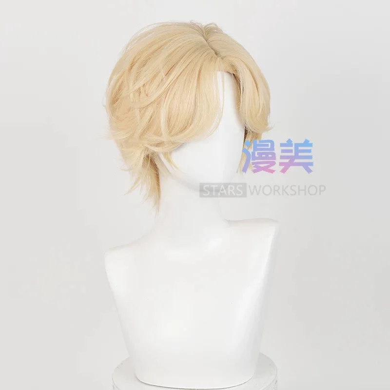 Anime Alien Stage Luka Cosplay Wig 30cm Short Milk Golden Heat Resistant Synthetic Hair For Christmas Halloween Party