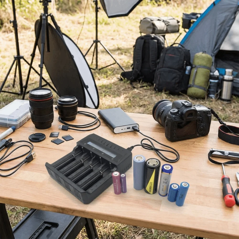 

4 Slots Lithium battery charger 3.7V-4.2V Li-ion LCD Display Intelligent LCD Battery USB Charger Intelligent LCD 1.2V-1.5V Ni-MH