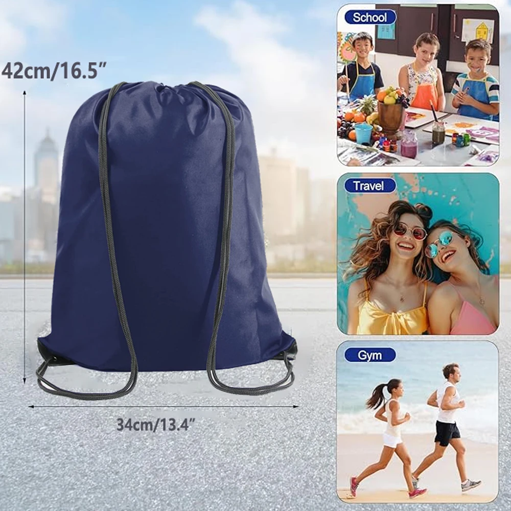 

5 Pcs Navy Blue/Black Drawstring Backpack Drawstring Bag Bulk Sports Cinch Bags String Backpack Storage Bags for Gym Traveling