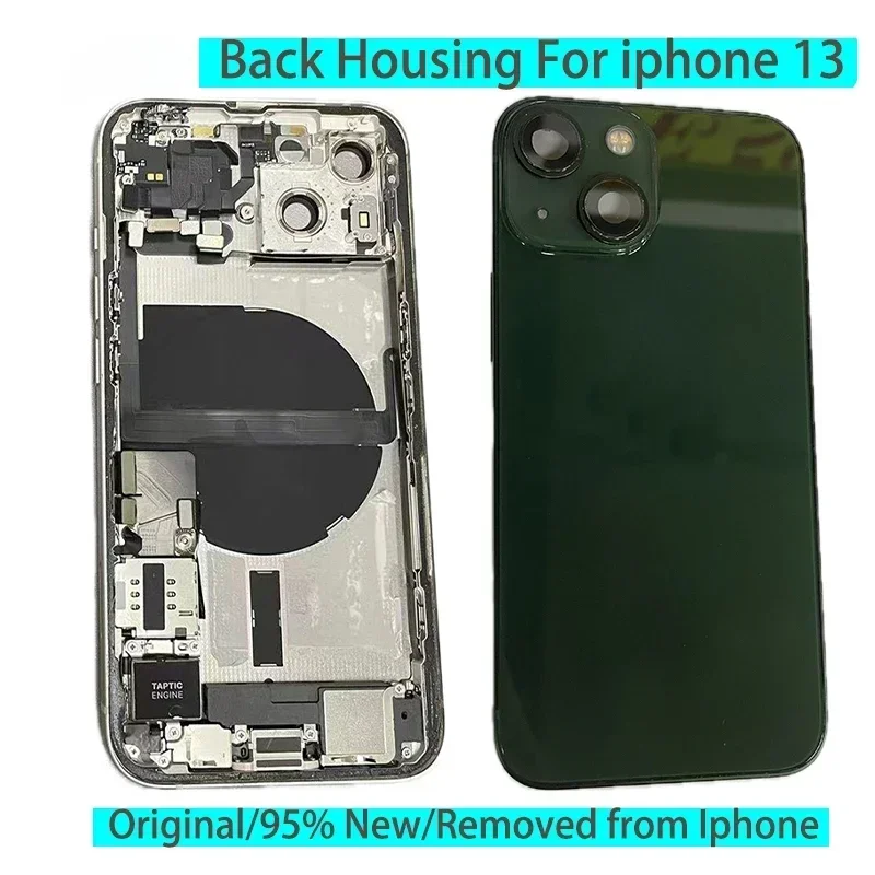 

Rear Door Chassis for iPhone 13, Battery Cover, Full Assembly, Middle Frame, Sim Tray, Volume Power Flex, Back Housing