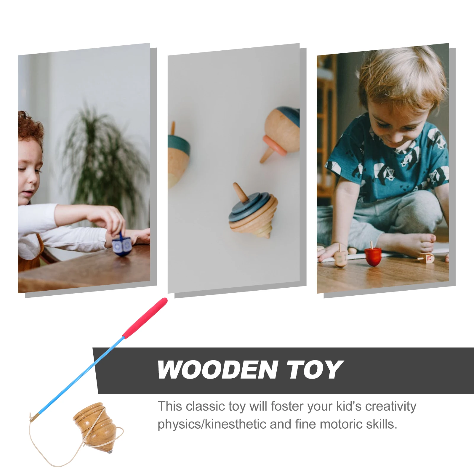 

Gyro Peg-Top Wooden Apricot Wood 10cm Beige Vintage DIY Creative Physics Coordination for Kids Gyro Peg-Top Wooden Top