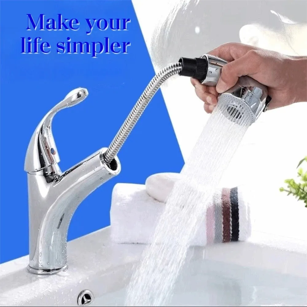 

Large Head Design Pull Out Faucet Retractable Pull-Out Structure Premium Sturdy Material Mixer Tap Hot Cold Water Mixing