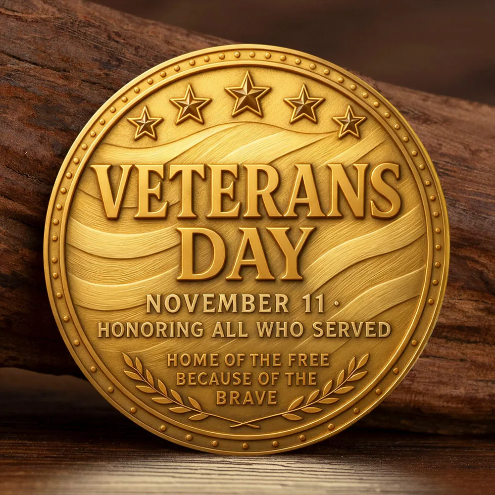 Proud U.S Veteran 2D Printed Collection Coin Gold Plated Vetarans Day Honoring All Who Served Souvenir Coin