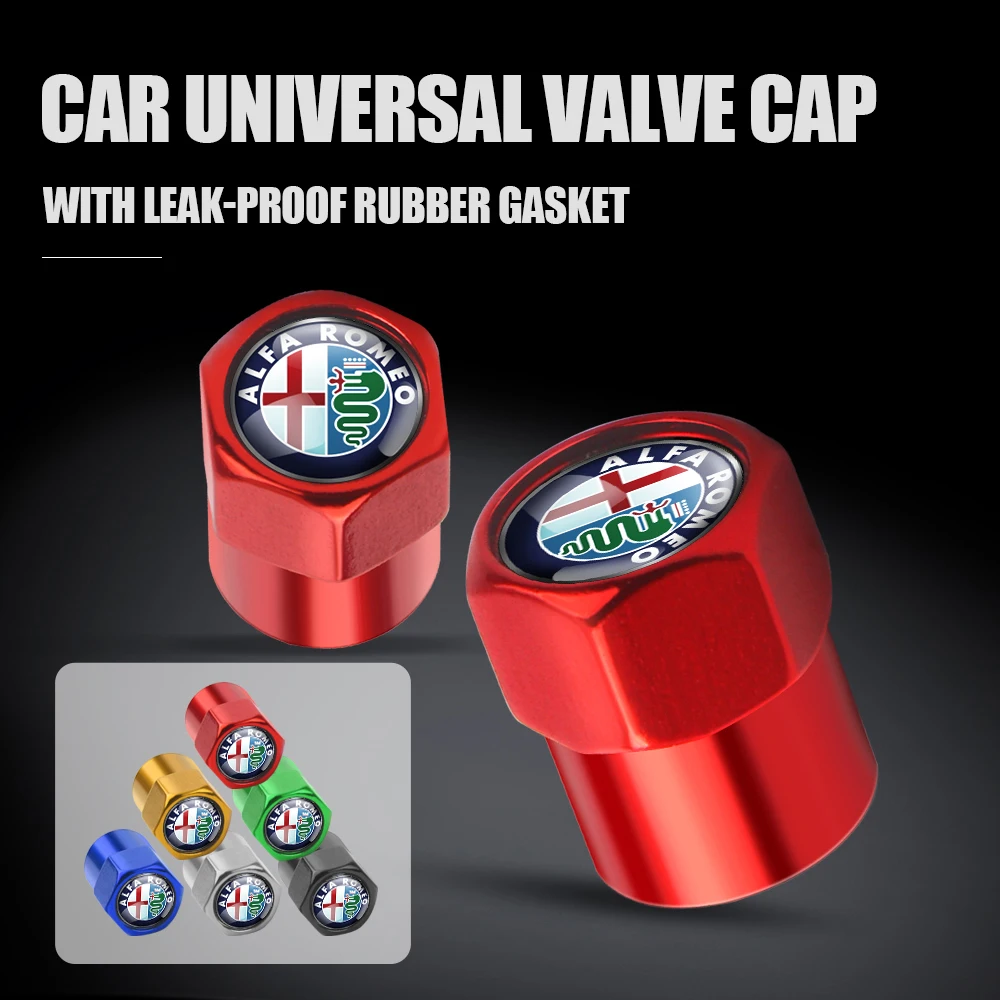 

4Pcs Car Emblem Wheel Tire Valve Air Stem Cap Auto Accessory For Alfa Romeo Giulia Stelvio Giulietta 16 19 147 Mito Tonale Brer