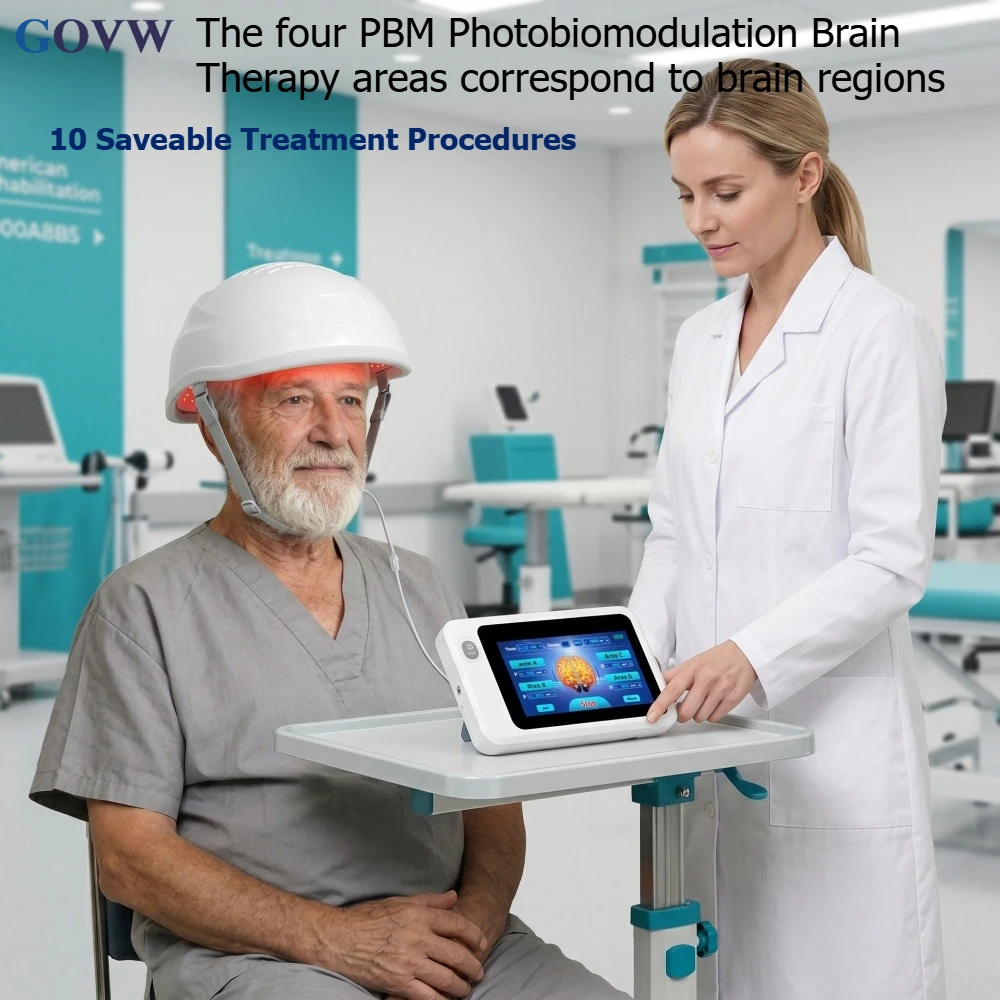 GOVW 448Diodes 810nm PBM Therapy Helmet Near Infrared Light Brain Neurofeedback Device for Neurological Disorders Parkinson's