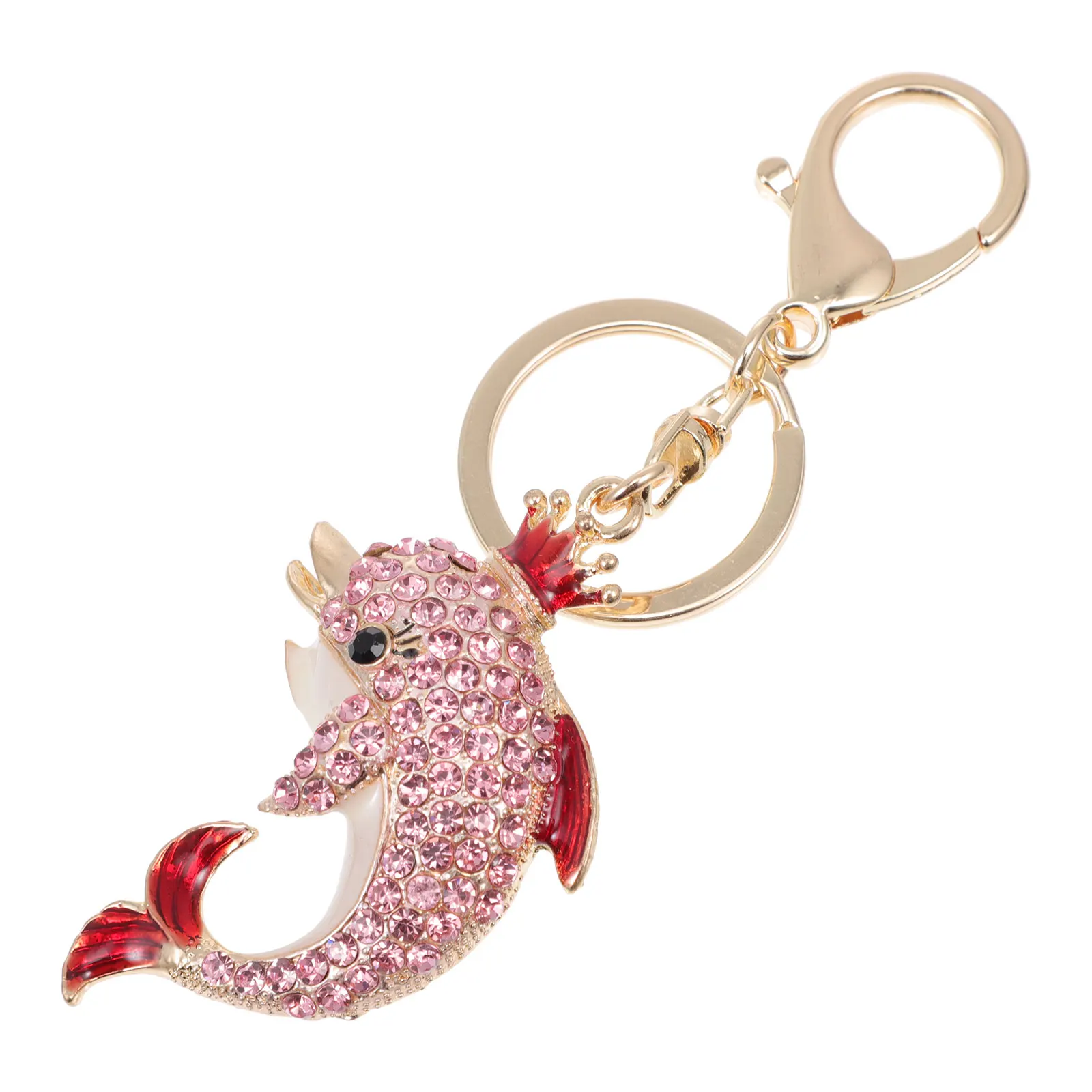 

Dolphin Keychain Pendant Rhinestone Embedded Animal Hanging Keyholder Pink Creative Pendants Compact Size Portable Use Car Keys