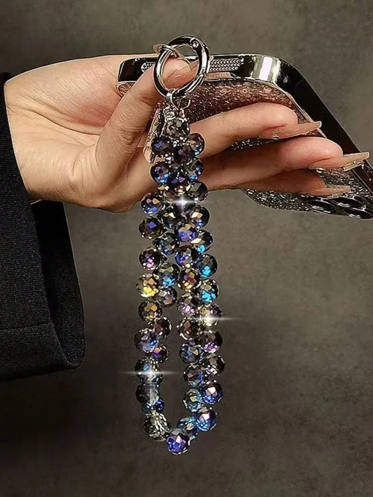 Luxurious Sparkling Diamond Crystal Pearl Wrist Strap, Portable Chain, Phone Charm Clip for Universal Use on Mobile Phone