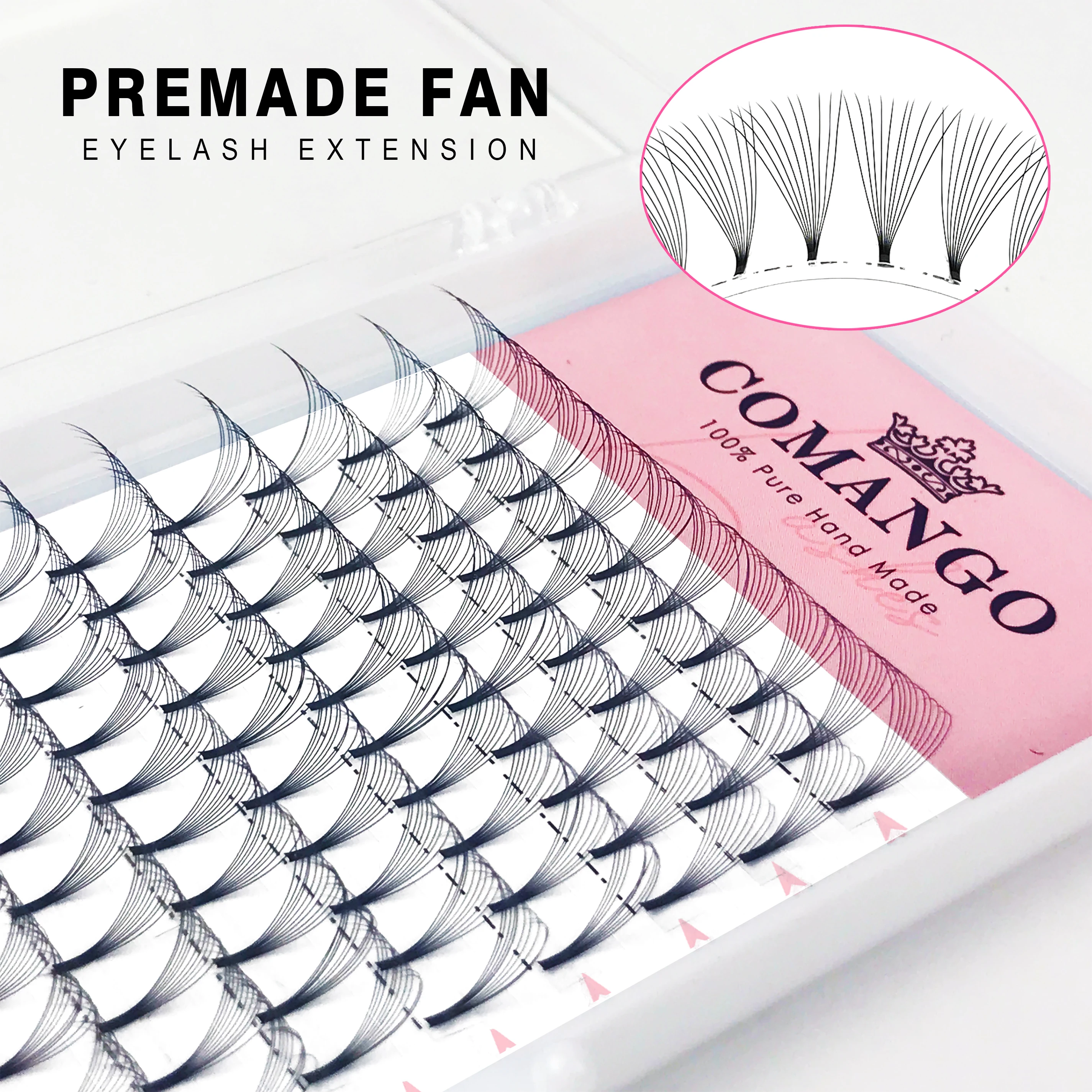 CoMango 3D 4D 5D 6D 10D Short Stem Premade Fans Mixed Length C/D Curl Mink Lash Eyelash Individual Extensions