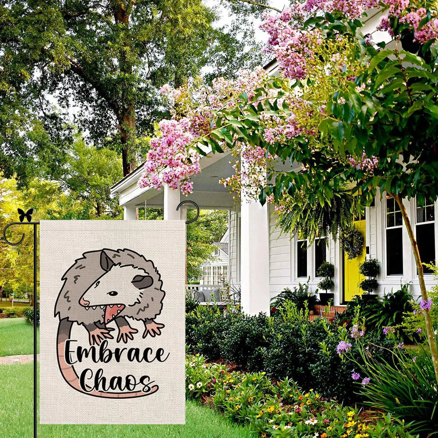 GAGEC Garden Flag Funny Opossum Vertical Burlap Double Sided Outdoor Decor Yard Lawn Home Decoration 12.5 x 18 Inch