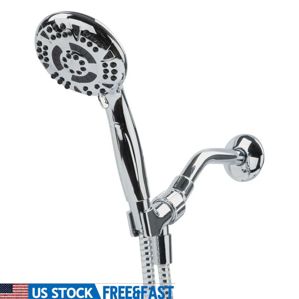 

5-функциональная ручная насадка для душа, регулируемый распылитель, массаж, сертифицированный WaterSense, хромированное крепление для душа, легко чистящиеся насадки, 2 галлона в минуту