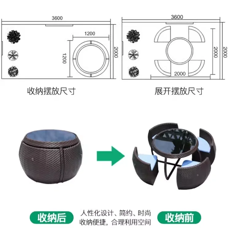 طاولات وكراسي ترفيهية خارجية، فناء فيلا، شرفة، كراسي من الخيزران، إقامة منزلية خارجية، مقاومة للماء وواقية من الشمس، شرفة Creati #4