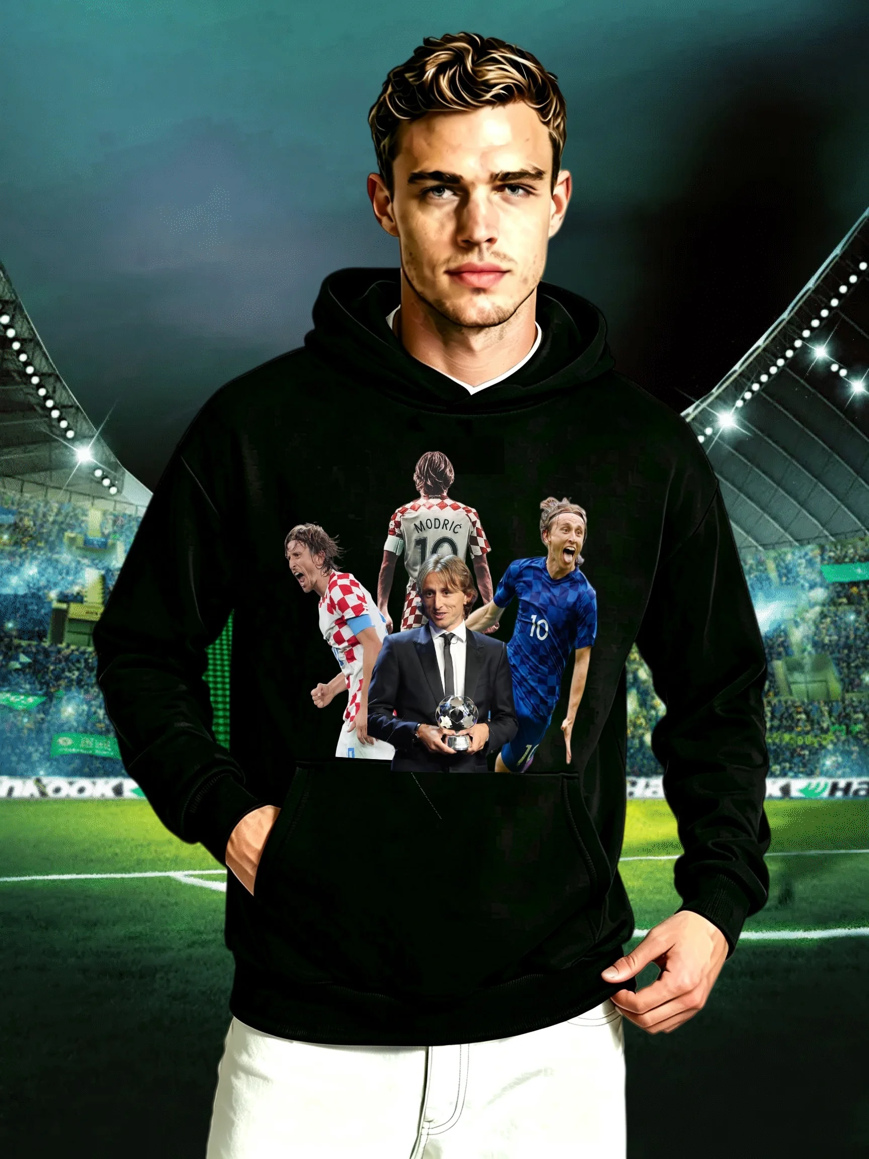 2026 Hot Football Goat Retro Pure Cotton Hoodie Commemorative Edition Casual Daily Parent-child Outfit