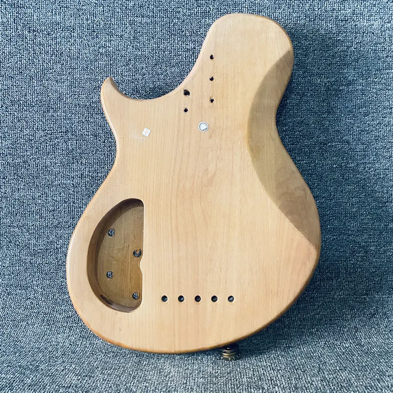 GB870  5 String Electric Bass Unfinished Jazz Bass Guitar Body Active Pickups in Solid Alder and Flamed Maple for DIY