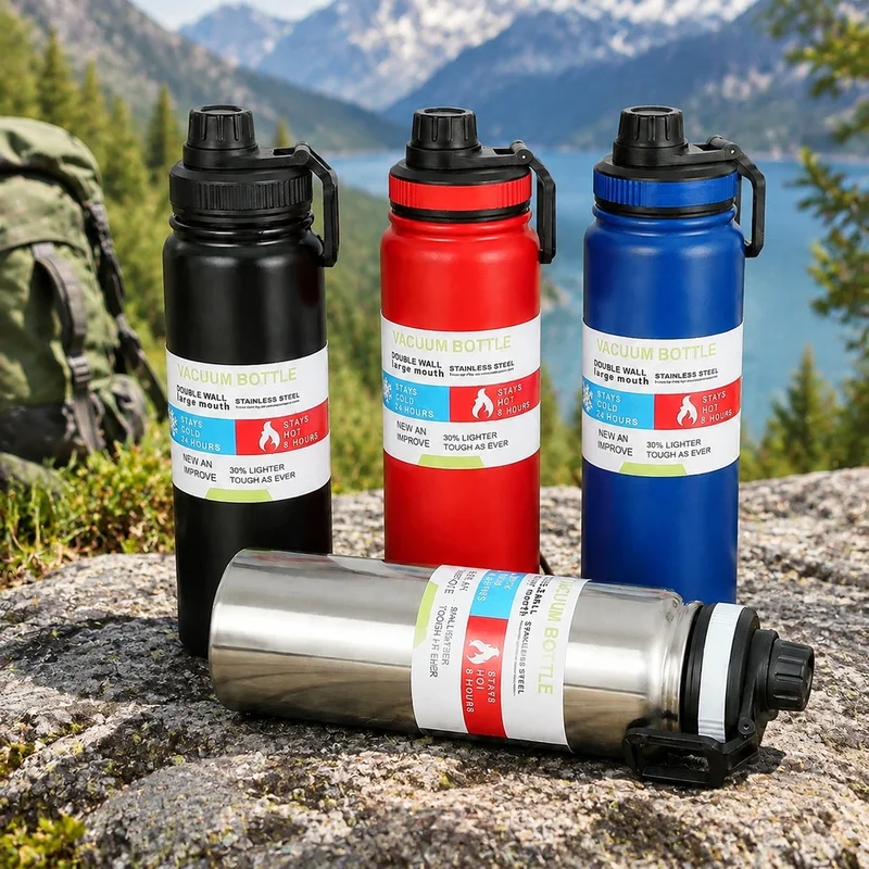 Insulated Stainless Steel Thermal Bottle 600-1000ML Vacuum Mug for Sports and Travel Retains Temperature