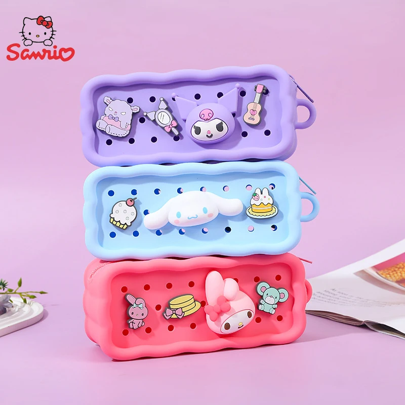 

Sanrio Cinnamoroll Melody Silicone Pencil Case Hellokitty Pochacco Pencils Bag Pen Case School Supplies Stationery Kids Gifts