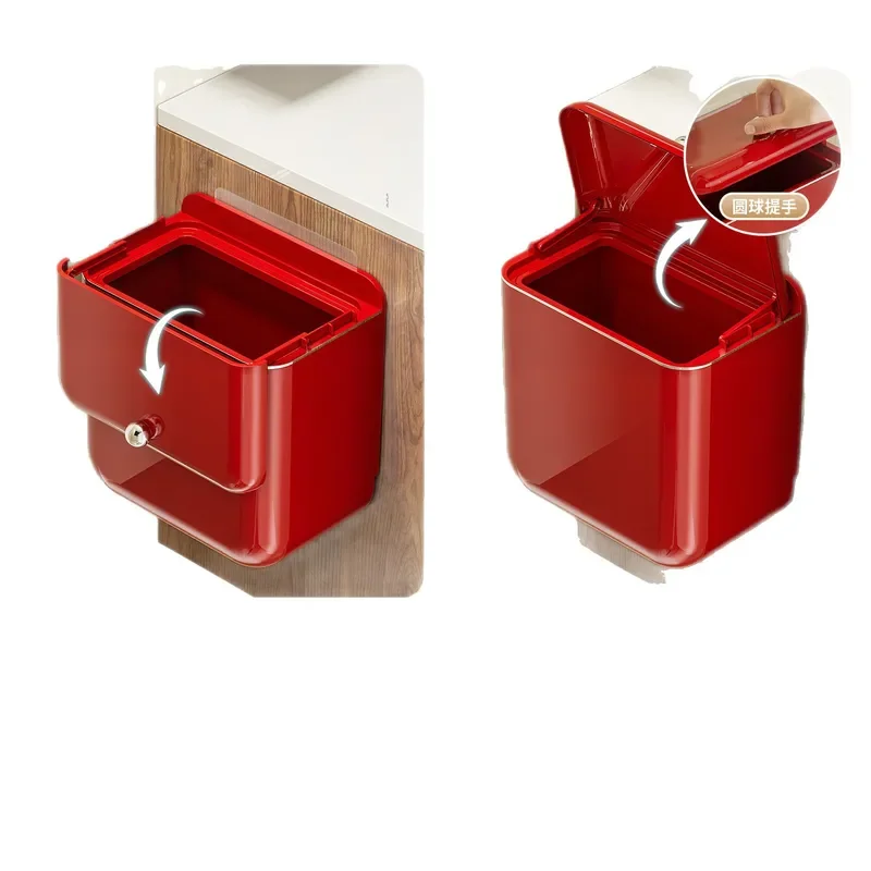Wall Mounted Bathroom Trash Can with Lid Large Capacity Slim Bin for Toilet Narrow Space Household Waste Container