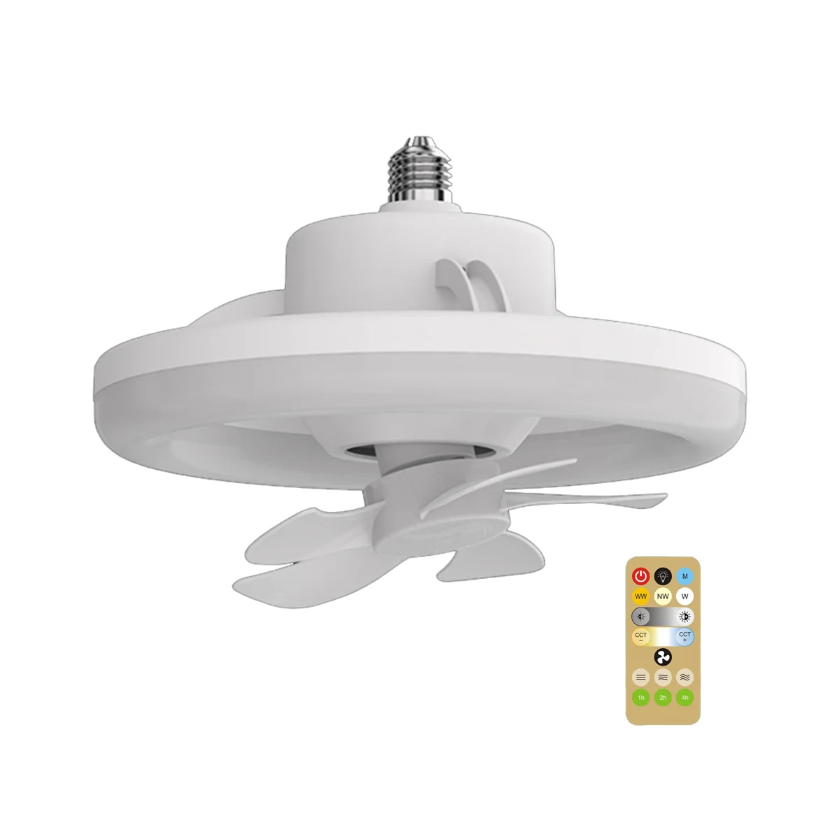 

360 ° Rotating Ceiling Fan Light E27 Intelligent Fan with Remote Control LED Fan Light for Living Room Bedroom Top 48W