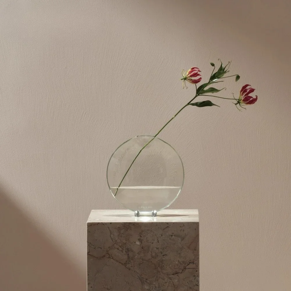 Fish mouth glass vase, transparent tabletop ornament, hydroponic flowers creative living room decoration