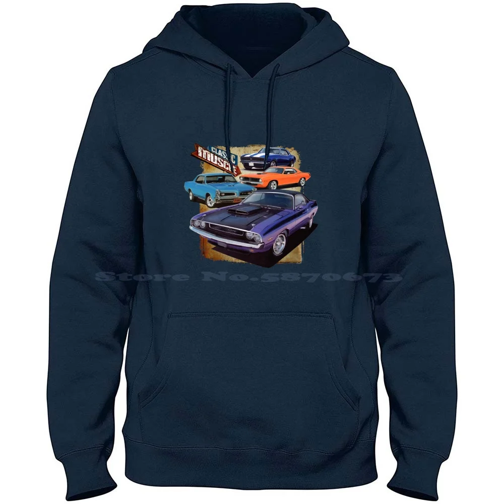 Classic Muscle Cars 100% Cotton Hoodie Classic American Muscle Cars Plymouth Baracuda Purple Orange Blue 1966 1967 67 Gto