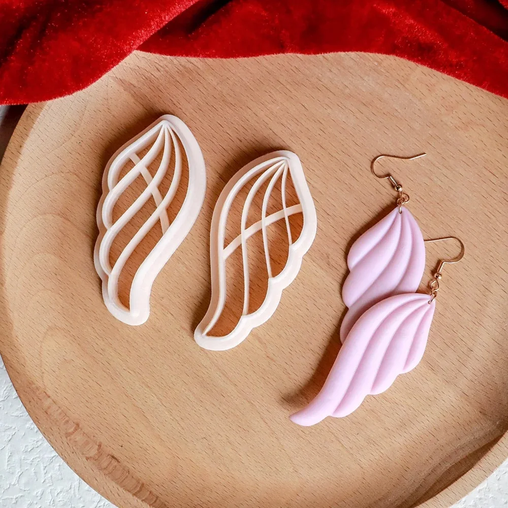 Green Plant Leaves Shape Polymer Clay Cutters Flowers Dangle Clay Embossing Pottery Clay Earring Jewelry Pendant Making Tools